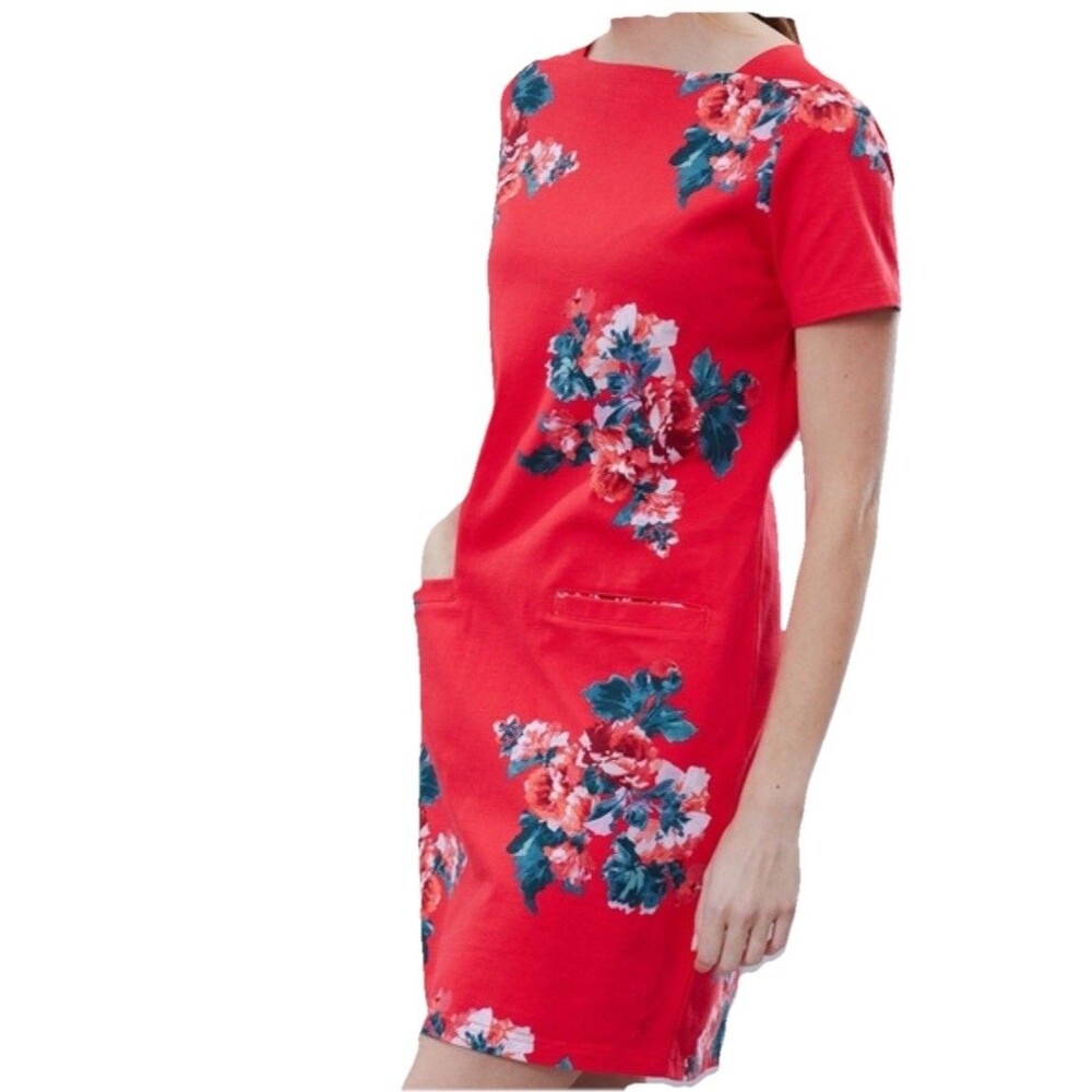 Joules dress, Short Sleeve, Red with front pockets, Size 4